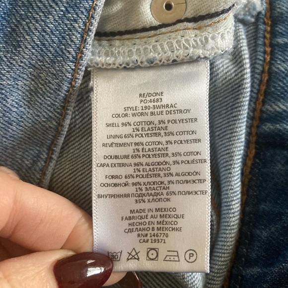 ReDone 90s High Rise Ankle Crop in Worn Blue Destroy Size 28 - Picture 8 of 12